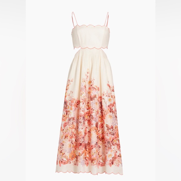 Zimmermann Devi Scalloped Cutout Midi Dress - Picture 6 of 8